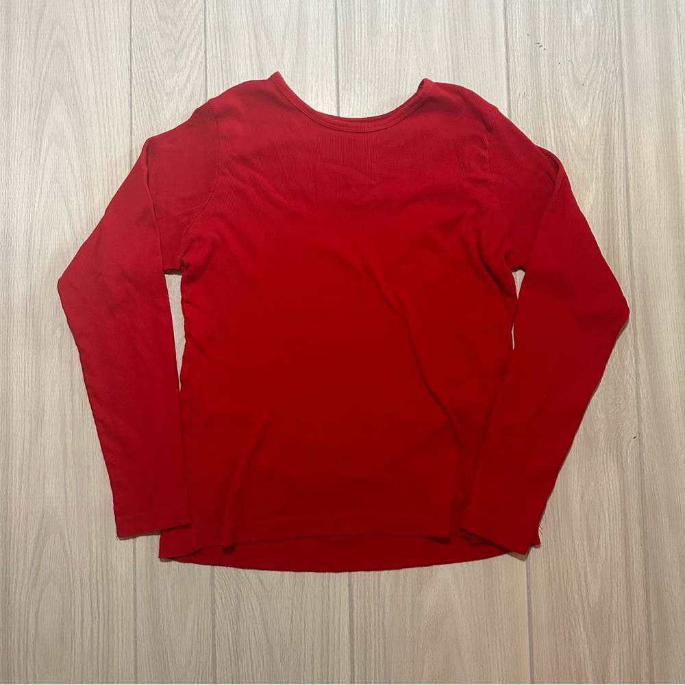 ribbed red metropolitan long sleeve t-shirt